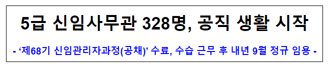 (신규자교육과) 5급 신임사무관 328명, 공직 생활 시작 (신규자교육과) 5급 신임사무관 328명, 공직 생활 시작