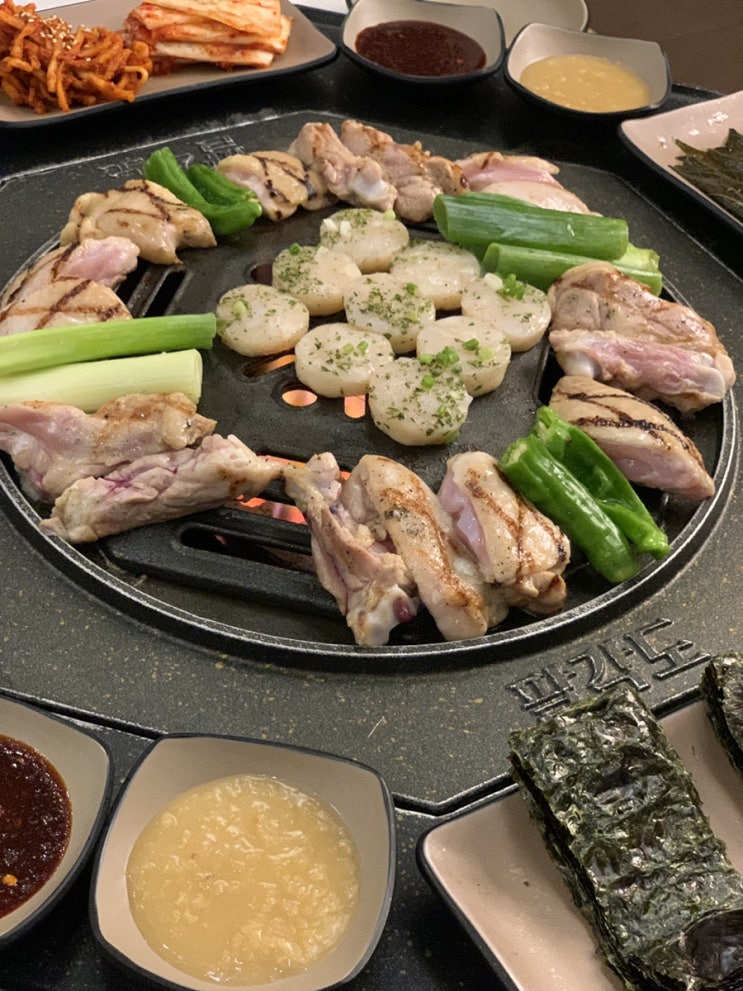  첨단 회식장소 +광주 애견동반 맛집 , 첨단 닭특수부위구이 팔각도 숯불향 가득한 닭갈비와 트러플관자