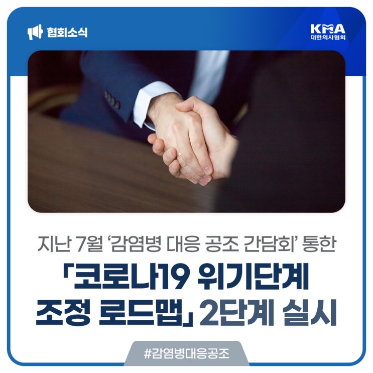  [대한의사협회] 지난 7월 ‘감염병 대응 공조 간담회’ 통한 「코로나19 위기단계 조정 로드맵」 2단계 실시