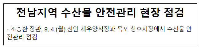 전남지역 수산물 안전관리 현장 점검 전남지역 수산물 안전관리 현장 점검