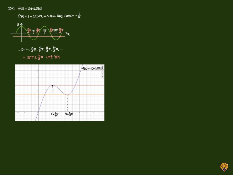 미적분학 Calculus) 수평접선을 갖는 x의 값