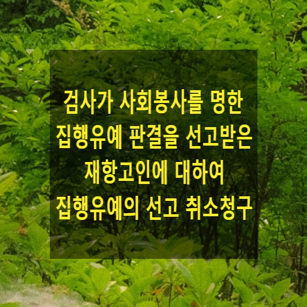  검사가 사회봉사를 명한 집행유예 판결을 선고받은 재항고인에 대하여 집행유예의 선고 취소청구