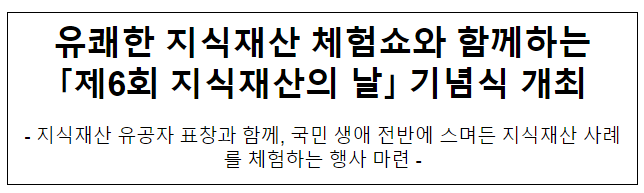 제6회 지식재산의 날 기념식 개최