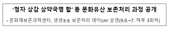 ‘청자 상감 상약국명 합’ 등 문화유산 보존처리 과정 공개