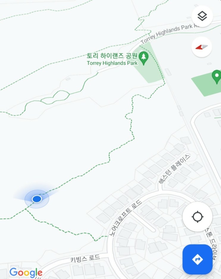  구글맵 실선 점선과 샌디에고 카멜 크릭 초등학교
