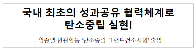 국내 최초의 성과공유 협력체계로 탄소중립 실현