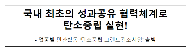 국내 최초의 성과공유 협력체계로 탄소중립 실현