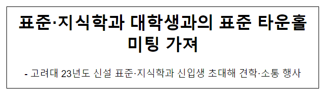 표준·지식학과 대학생과의 표준 타운홀미팅 가져 표준·지식학과 대학생과의 표준 타운홀미팅 가져