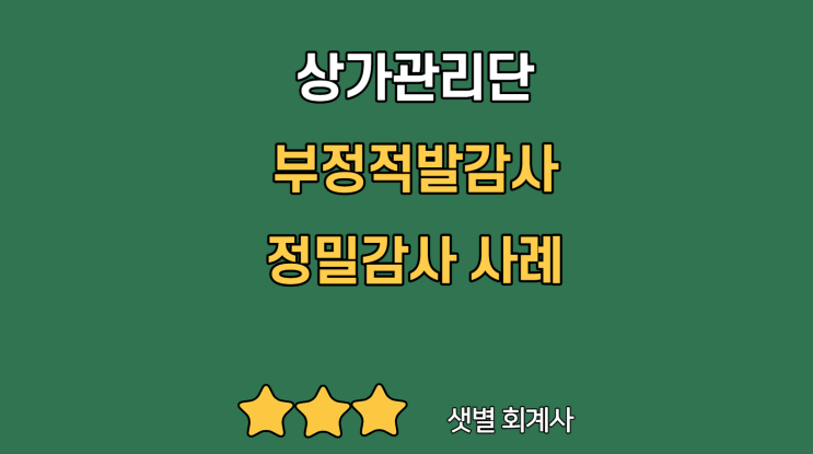 [상가관리단 부정적발 정밀감사 사례] 상가 관리소장 전기요금/수도요금/관리비선수금/인테리어보증금 등 횡령 및 자금 유용