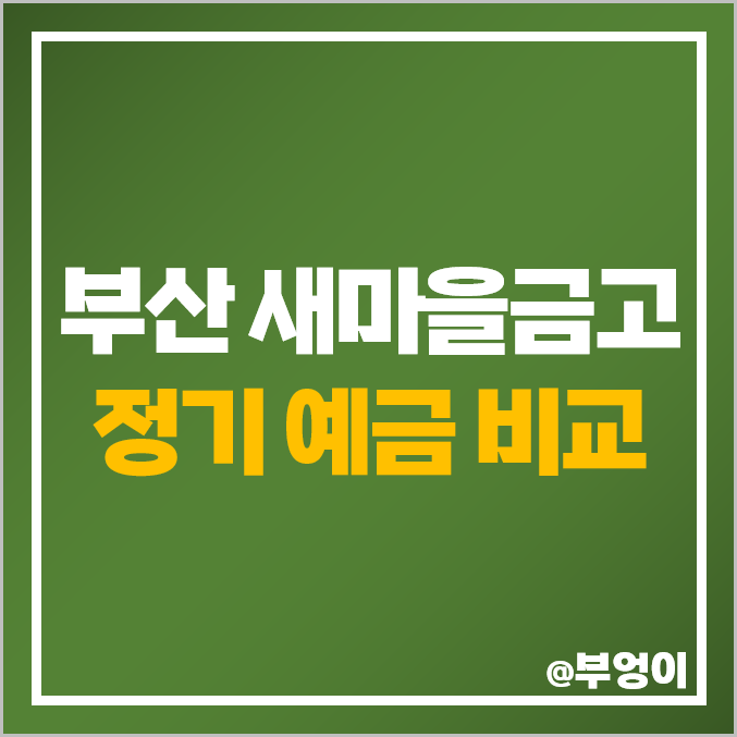 부산 새마을금고 정기예금 금리 비교 특판 이자 추천 부산 새마을금고 정기예금 금리 비교 특판 이자 추천