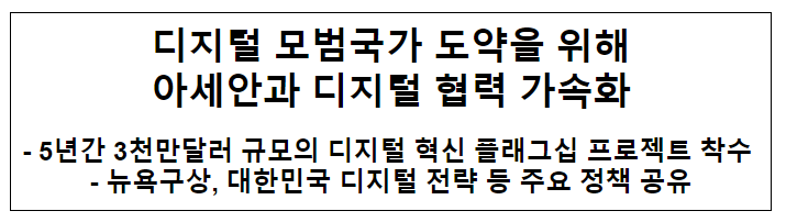 디지털 모범국가 도약을 위해 아세안과 디지털 협력 가속화