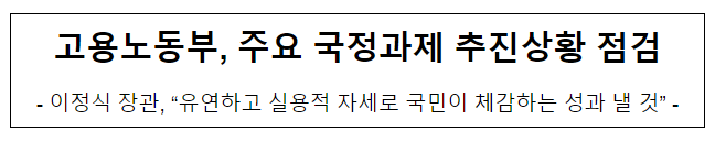 고용노동부, 주요 국정과제 추진상황 점검