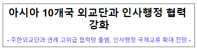 아시아 10개국 외교단과 인사행정 협력 강화