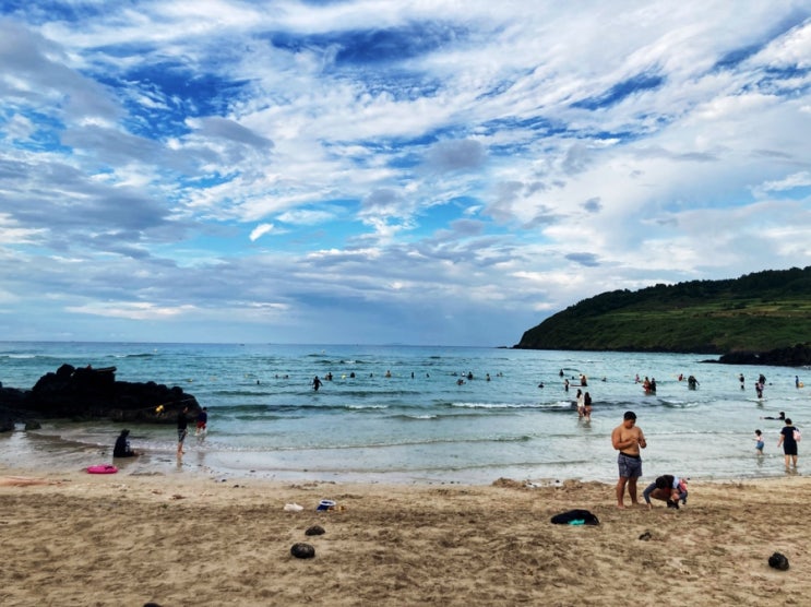 제주여행)모래놀이 파도풀타기 짱잼이었던 물놀이성지 함덕해수욕장