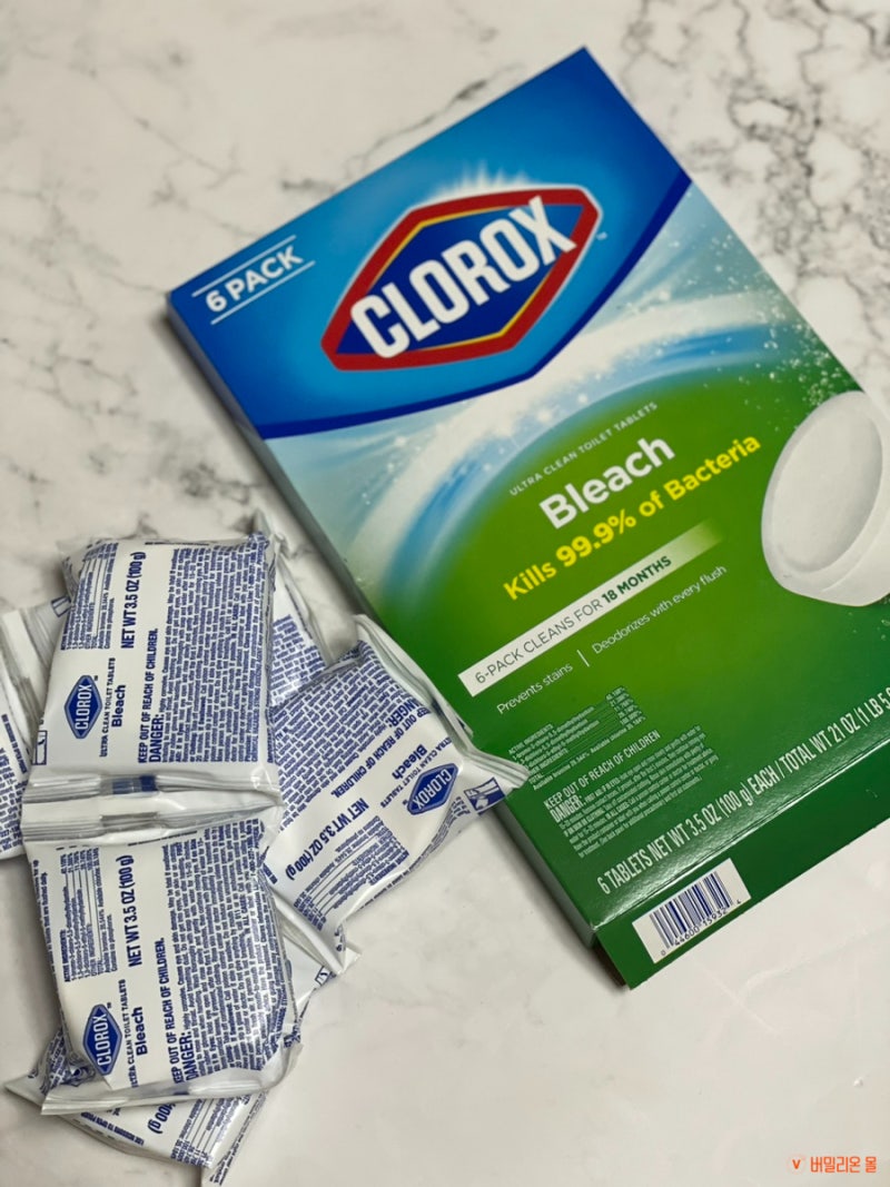 손쉬운 변기청소! 클로락스 고체형 변기 세정제 블리치 (CLOROX Bleach 6PACK 99.9% 박테리아 박멸)