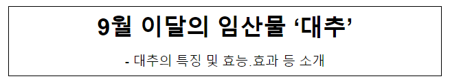 9월 이달의 임산물 ‘대추’