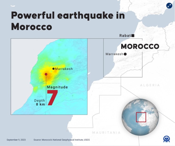 <b>모로코</b> 6.8 강력한 지진으로 2000명 이상 사망