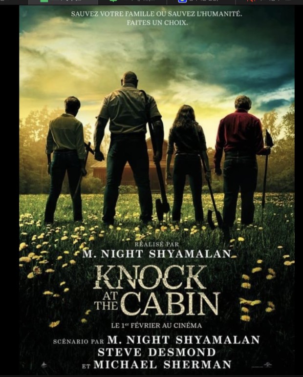  낯선 집단이 방문하며 벌어지는 서스펜스 스릴러  똑똑똑(Knock at the Cabin/Netflix.2023)