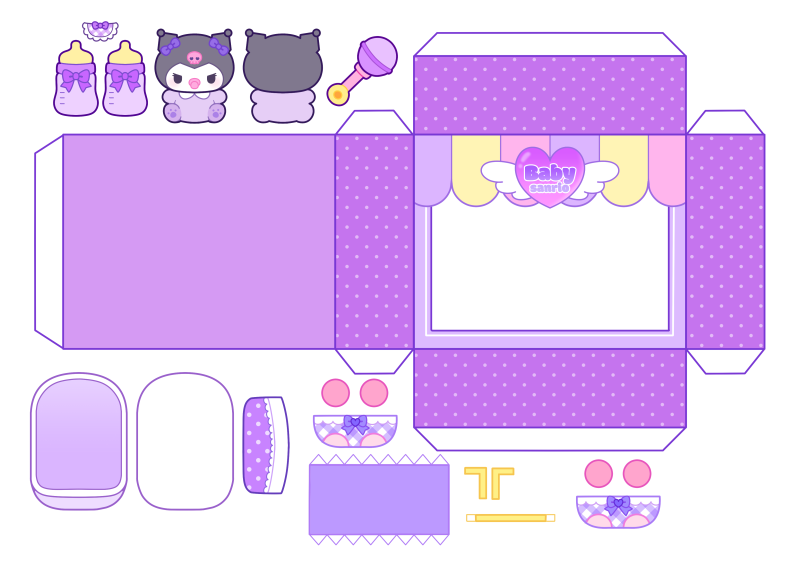 (paper diy)🧸미니어쳐 아기 산리오 키우기🧸/무료도안/무료배포 : 네이버 블로그