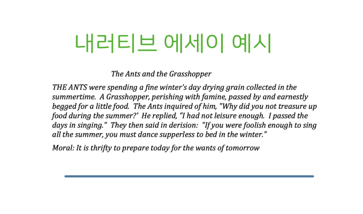  영어 에세이 첨삭 - 내러티브 에세이(narrative Essay)