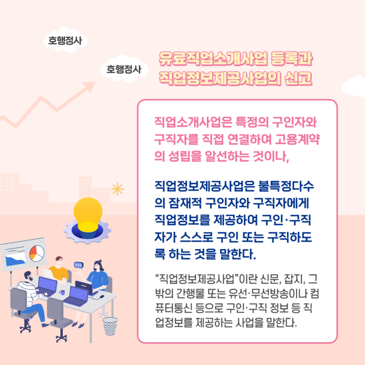 유료직업소개사업 등록과 직업정보제공사업의 신고
