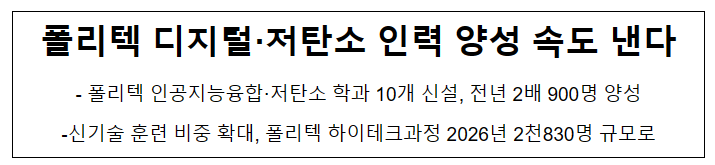 폴리텍 디지털·저탄소 인력 양성 속도 낸다 폴리텍 디지털·저탄소 인력 양성 속도 낸다