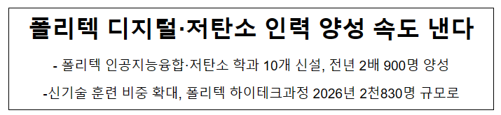 폴리텍 디지털·저탄소 인력 양성 속도 낸다