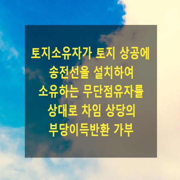  토지소유자가 토지 상공에 송전선을 설치하여 소유하는 무단점유자를 상대로 차임 상당의 부당이득반환 가부