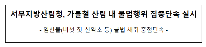 가을철 산림 내 불법행위 단속 가을철 산림 내 불법행위 단속