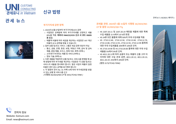  2023년 7월 관세유니-베트남 관세 뉴스