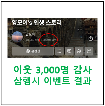  이웃 3,000명 감사 삼행시 이벤트 결과 1등상, 아차상, 참가상