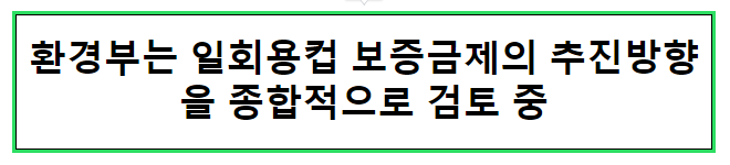 환경부는 일회용컵 보증금제의 추진방향을 종합적으로 검토 중