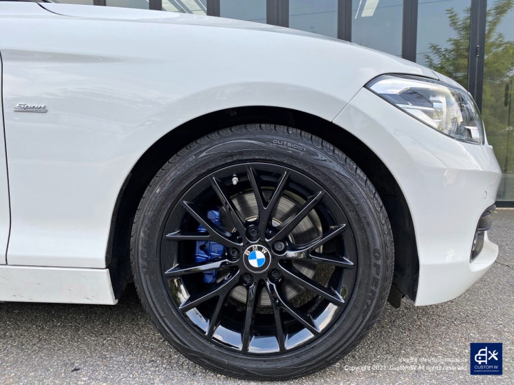 BMW 118d 휠수리 후 블랙유광 휠도색 + 블루 캘리퍼 도색