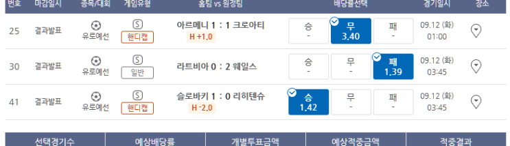 프로토 9/11일 월요일 유로예선 적중 프로토 9/11일 월요일 유로예선 적중