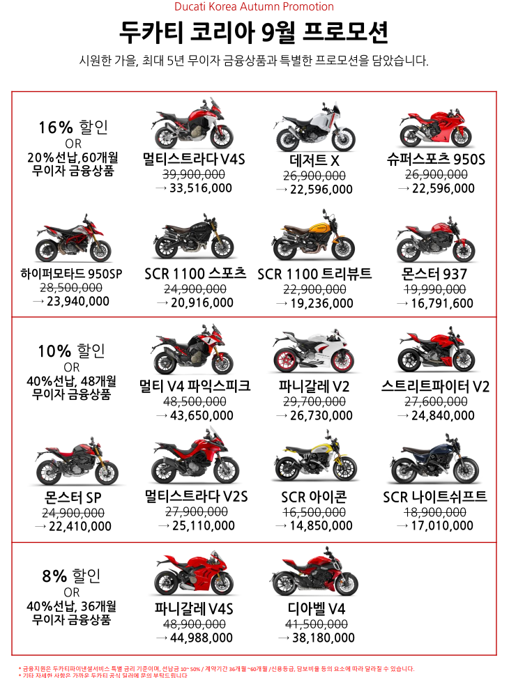  [행사종료] 9월 두카티 프로모션 + [행사종료] 레드위크 할인전