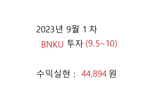  BNKU 2023년 9월 1회차 투자기록