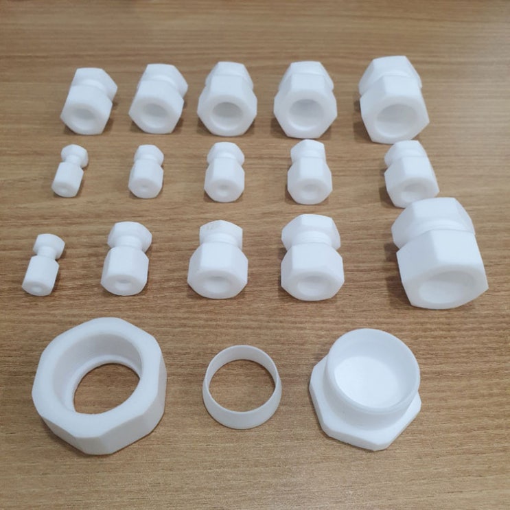  PTFE 테프론 파이프 유니온 마개 엔드캡 클로저 플러그 마감 [테플론 teflon] plug 플러그 뚜껑 나사탭 테프론제품 fitting 테프론피팅