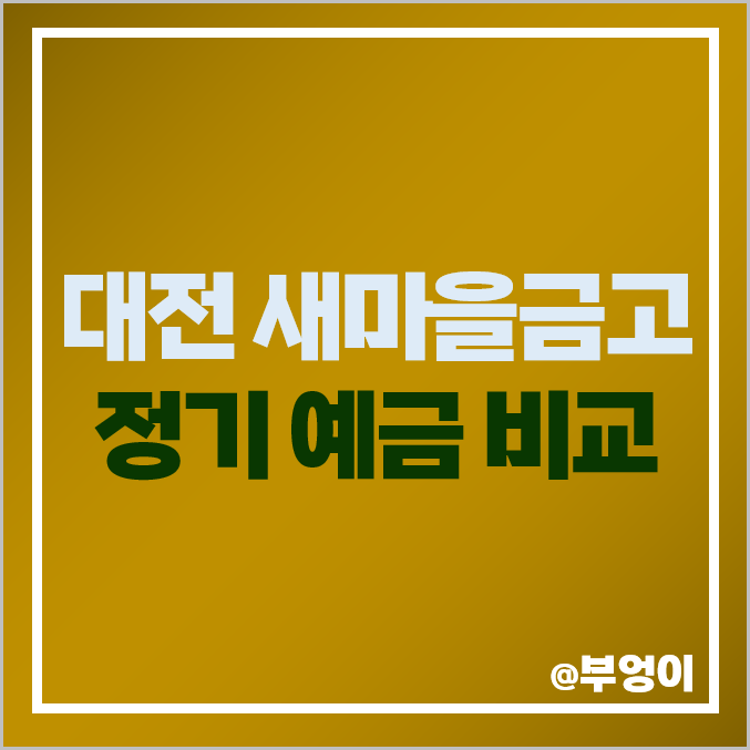 대전 새마을금고 정기예금금리 비교 이자 높은 특판 추천 대전 새마을금고 정기예금금리 비교 이자 높은 특판 추천