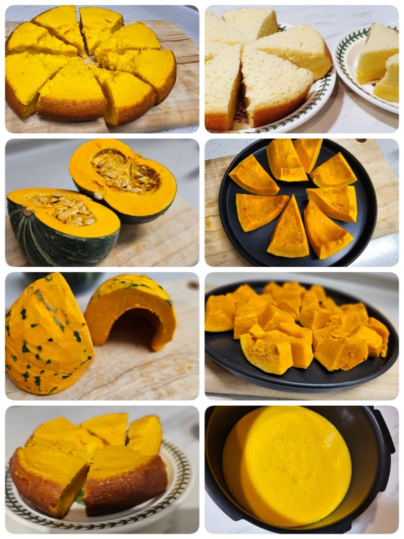 단호박 케익/전기밥솥으로 영양만점 단호박 빵 쉽게 만들기