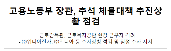 고용노동부 장관, 추석 체불대책 추진상황 점검 고용노동부 장관, 추석 체불대책 추진상황 점검