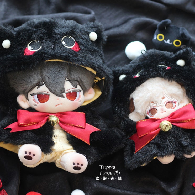 20cm 검은 고양이 수수께끼 양면 망토 인형옷 아이돌인형옷