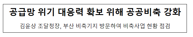 공급망 위기 대응력 확보 위해 공공비축 강화 공급망 위기 대응력 확보 위해 공공비축 강화