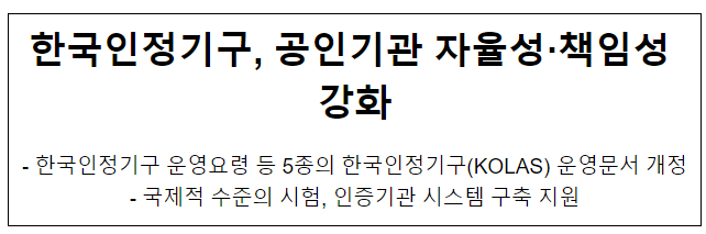 한국인정기구, 공인기관 자율성·책임성 강화