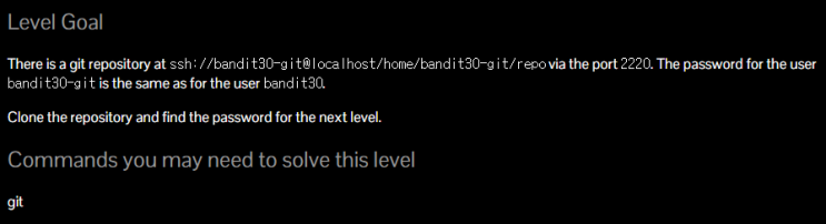  Bandit 워게임 Level(30~31) [Episode.31], git tag