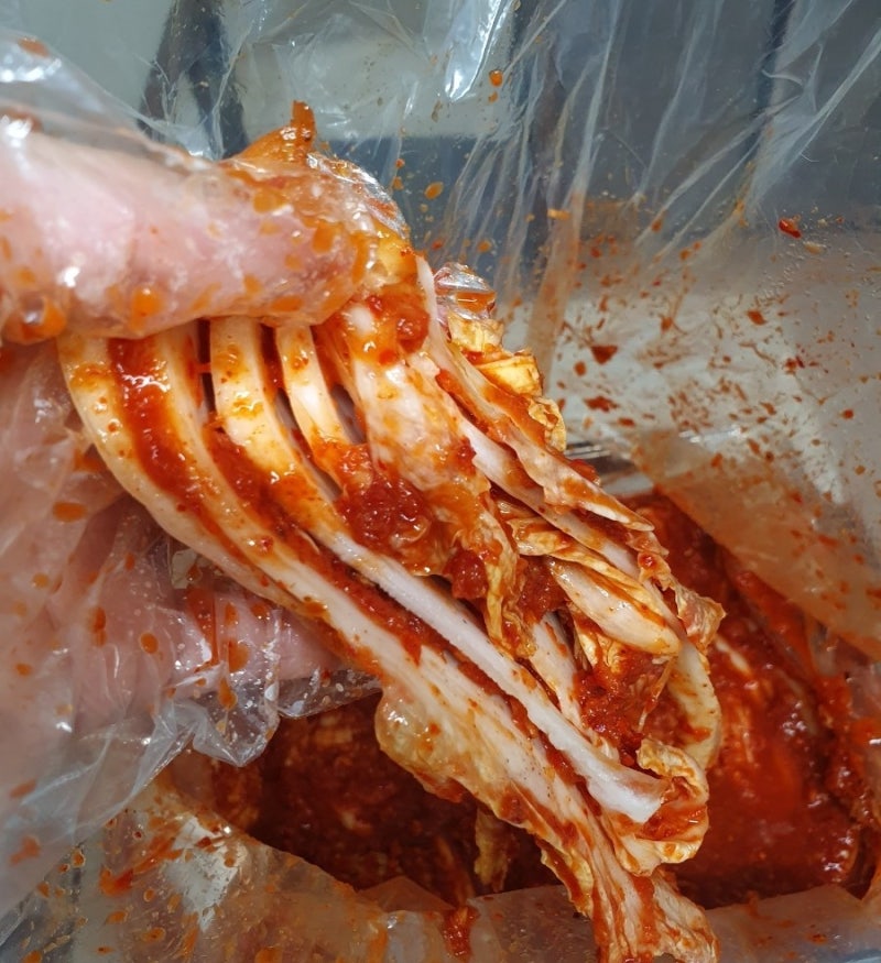 팔공김치 명품배추김치 10kg 김치통에 담은 양