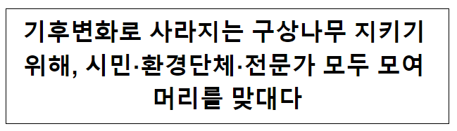 기후변화로 사라지는 구상나무 지키기 위해, 시민·환경단체·전문가 모두 모여 머리를 맞대다