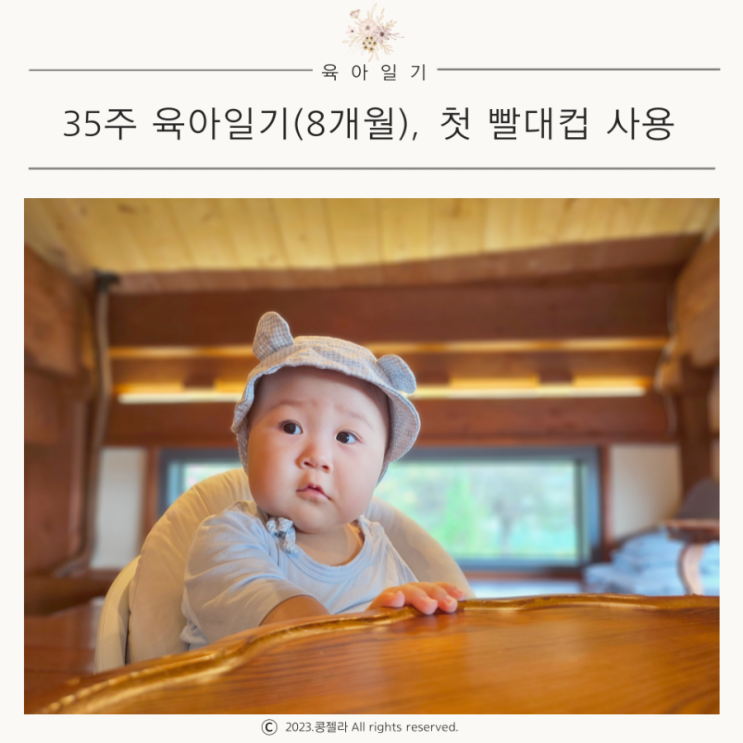 육아일기 35주 8개월 아기 에듀테이블 첫 빨대컵 사용