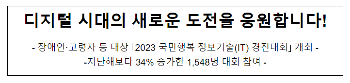 2023 국민행복 정보기술(IT) 경진대회 개최