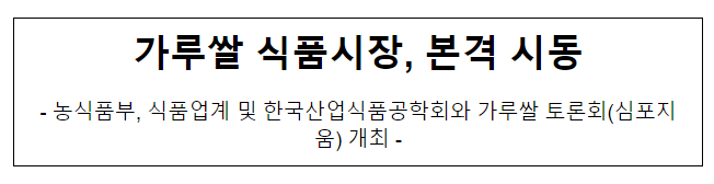 가루쌀 식품시장, 본격 시동