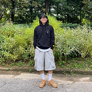 오버핏 후드티 스트릿룩 코디하기좋은 빈트릴 스프레이 해시태그 로고!